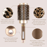 Jaasuee Nano Thermal Ceramic & Ionic Round Hair Brush with Boar Bristles, Enhances Shine and Texture, Ideal for Styling, Curling, and Drying