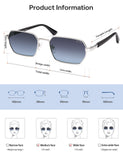 SOJOS Retro Rectangle Polarized 90s Sunglasses Women Men SJ1270 Silver/Blue