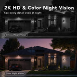 FAMVIVA 2K Security Cameras Wireless Outdoor with Solar Panels, Battery Powered Cameras for Home Security, Color Night Vision, AI Motion Detection, Spotlight & Siren Alarm, 2.4GHz, Waterproof，White-4P