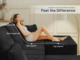 Living&Giving 128" U-Shaped Cloud Sectional Couch for Living Room, Cloud Boneless Couch-No Assembly with Reversible Chaise, Customizable 4-Seat Modular Sectional Sofa with 3 Ottoman, Black