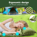 Pretyw Sleeping Pad for Camping - Ultralight Camping Mattress with Pillow, Built-in Foot Pump, Compact Inflatable Portable Mat for Backpacking, Hiking, Car Traveling, Beach, Tent