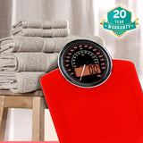 Adamson Hybrid 2-in-1 Analog & Digital Weighing Scale for Body Weight up to 400lbs - Thick Tempered Glass - Extra Large Display - Easy to Read Digital Bathroom Scale - New - Red