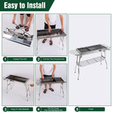 Portable Charcoal Grill, Folding Barbecue Grill with Storage Shelf, 39" x 13.39"x 27.56" Stainless Steel BBQ Smoker Barbecue Tool Kits for Outdoor Cooking Camping Hiking Picnics Backpacking (Large)