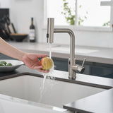 GIMILI Touchless Kitchen Faucet with Pull Down Sprayer, 15” Hight Brushed Nickel Single Hole Handle Kitchen Sink Faucets