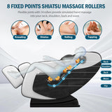 AVSAMOQ Massage Chair Full Body, Zero Gravity Massage Chair Recliner with Air Pressure, 8 Fixed Massage Rollers, Heating, Foot Roller, Bluetooth Speaker, for Home Office Men Women (Black)