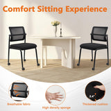 CLATINA 4PK Mesh Stacking Office Desk Chairs with Wheels, Portable Stackable Bulk Waiting Room Armless Chair with Adjustable Back & Fabric Seat for Guest Lobby Side School Church Conference Break