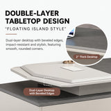 HHEvergreenEnsemble Executive Desk with Double-Layer Tabletop (125.98IN)