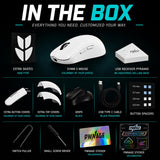 PWNAGE Ultra Custom Wireless RGB Gaming Mouse - Esports Pro Gamer Flawless Professional PAW3950 Optical Sensor 36,000 DPI -100% PTFE Skates (Symm 3 White 300mAh)