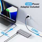 4URPC USB C 𝗗𝗼𝗰𝗸𝗶𝗻𝗴 𝗦𝘁𝗮𝘁𝗶𝗼𝗻 𝗧𝗿𝗶𝗽𝗹𝗲 𝗗𝗶𝘀𝗽𝗹𝗮𝘆 with 120W Power Adapter, 3XHDMI, Laptop Docking Station 3 Monitor for Windows, MacBook/Mac mini M4(5 USB, Ethernet, SD/microSD)