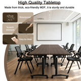 Folding Conference Training Tables with Wheel,4 Black Gold Walnut 47.2in