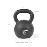 Titan Fitness 32 KG Cast Iron Kettlebell, Single Piece Casting, KG and LB Markings, Full Body Workout Titan Fitness