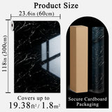Qorqeous Black Statuario Marble Peel and Stick Wallpaper, Glossy Texture Vinyl Wall Panels, Waterproof Renter Friendly, 23.6" x 118", TV Accent Wall, Bathroom, Foyer, Coffee Shop Decor