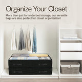 Reli. 90L Under Bed Storage Containers (8 Pack) | Closet Organizer with Clear Window | Underbed Storage Bins for Towels, Sweaters, Linens | Large Organizer for Closet (Black)