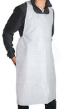 MT Products White Plastic/Poly Apron 46" x 28" - Disposable Kitchen Apron - Pack of 100