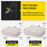Gel Memory Foam Chair Cushions, FadeShield Water-, Stain-Resistant Durable Reversible Seat Cushion Pads with Ties for Indoor