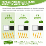 Commercial French Fry Cutter, Heavy Duty Potato Slicer with 3/8 and 1/4Inch Blade, Stainless Steel KSIFJRTO