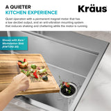 KRAUS WasteGuard High-Speed 3/4 HP Continuous Feed Ultra-Quiet Motor Garbage Disposal with Power Cord and Flange Included and Universal Mount, KWD210-75MGR