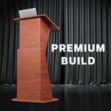 Pneumatic Height Adjustable Podium, Professional Presentation Lectern with 24 inch Platform and Storage Shelves