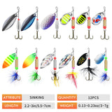 TRUSCEND Well-Made Rooster Tail Fishing Lures with Flash Copper Body and Blade, Two-Way Spinning Spoons System Fishing Spinners for Jigging, Freshwater Crappie Jigs, Blade Bait for Bass Trout Walleye