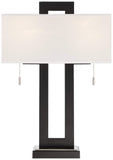 360 Lighting Neil 26" High Rectangular Rustic Modern Table Lamps Set of 2 USB Port Pull Chain Black Metal White Shade Living Room Charging Bedroom Bedside Nightstand House Office Entryway