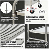 Stainless Steel Cart On Wheels,2/3-Tier Detachable Stainless Steel Utility Rolling Service Cart,Kitchen Storage Cart,Service Carts for Restaurants,Hotels and Commercial Use(2 Tier,37.4x19.7x37.4in)