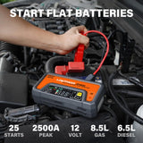 LOKITHOR JP400 Jump Starter with Air Compressor, 2500A 12V Portable Car Battery Booster Pack (8.5L Gas/6.5L Diesel) with ConnectMax Tech, 150PSI Tire Inflator, Auto-Shutoff & Dynamic Dwell (Orange)