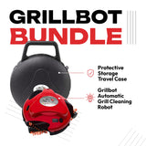 Grillbot Automatic Grill Cleaning Robot with Nylon Brushes, Electric BBQ Cleaner Brush with Motorized Power, Cordless Rechargeable Grill Scrubber for Outdoor Grills (Red and Case)