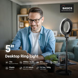 NEEWER BASICS Black BR60 5" LED Desktop Ring Light with Stand Monitor Clamp