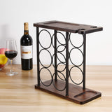 Wine Rack with Glass Holder, Countertop Wine Rack, Wooden Wine Holder with Tray, Perfect for Home Decor & Kitchen Storage Rack ALLCENER