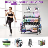 XXL-Dumbbell Rack Weight Rack for Dumbbells, VOPEAK Home Gym Storage Rack for Yoga Mat Kettlebells and Strength Training Equipment, Weight Storage Holder Stand Rack for Dumbbells with Wheels