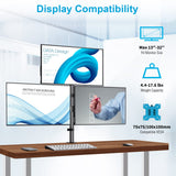 MOUNTUP Triple Monitor Stand, Height Adjustable Monitor Desk Mount Fit for 17 to 32 Inch Computer Screens, Stacked Monitors Arm for 3 Monitors, with C-Clamp and Grommet Base, up to 17.6lbs per Arm