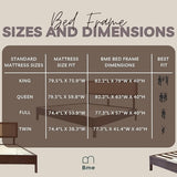 Bme Nipe Full 14 Inch Bohemian Bed Frame with Adjustable Wicker Headboard - Rustic & Vintage Unique Style with Acacia Wood - No Box Spring Needed - Easy Assembly - Walnut