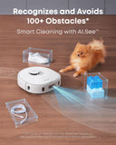 eufy X10 Pro Omni Robot Vacuum and Mop Combo, 8,000 Pa, Dual Mops with 12 mm Auto-Lift and Carpet Detection, AI Obstacle Avoidance, Auto Mop Washing&Drying, Self-Emptying, White