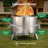 Smokeless Firepit, 19 Inch Fire Pit for Camping with Patented Technology, Portable Fire Pit for Outside | Wood Burning Ciays