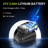 YOUGFIN Leaf Blower Cordless, 20V Handheld Electric Leaf Blower with 2.0Ah Battery and Charger