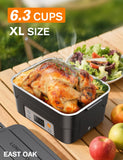 EAST OAK XL 6.3-Cup Cordless Electric Lunch Box for Adults, Heated Lunch Box for Men with Scheduled Heating, Portable Car Food Warmer with Utensils, Two-Tier Bag, Removable Divider
