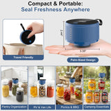 ZECLU Electric Mason Jar Vacuum Sealer Kit, Automatic Jar Sealer for Wide and Regular Mouth Mason Jars, Portable Cordless Vacuum Sealer for Canning and Food Storage, Includes 20 Lids, 24 Labels, Blue