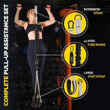 Pull Up Assistance Bands Set - 4 Heavy-Duty Pull Up Bands, Height Adjustable Strap & Comfortable Foot Strap - Stackable Pull Up Resistance Bands for Pull Ups (Gray)