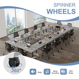 Conference Table 6PCS, Folding Conference Room Tables on Wheels Grey 47.2in, Modern Rectangular Training Table for Office