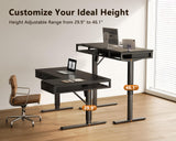 OffiGo 55 Inch L Shaped Standing Desk with 4 Wooden Drawers, Black