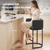 26" H Counter Height Bar Stools Set of 3, Modern Barrel Counter Stools with Backrest and Arms