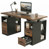 55" Standing Desk with Drawers, Executive Electric Height Adjustable Stand Up Desk with Storage