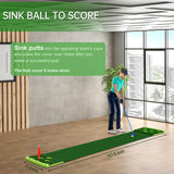 Golf Pong Putting Game Set with Front Border for Indoor & Outdoor, Golf Putting Green Mat Includes 8pcs Golf Balls Sagsewful