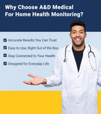 A&D Medical Blood Pressure Monitor for Home Use, UA-767F, Wide-Range Cuff (8.6-16.5"/22-42cm), 4 User, Easy to Use, Body Movement & Cuff Fit Detection Error, Batteries, Carrying Case