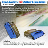 Betta SE Solar Powered Automatic Robotic Pool Surface Skimmer Cleaner with 24/7 Continuous Cleaning Battery Power and Re-Engineered Twin Salt Chlorine Tolerant Motors (Blue)