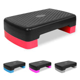 MIIUDGIG 18'' Adjustable Aerobic Step Platform, Adjustable Fitness 4-6in Exercise Stepper Workout with 2 Risers, Aerobics Stepper Workout Stepper for Home Gym Cardio Strength & Training (Red)