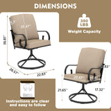 MELLCOM Outdoor Swivel Rocker Patio Chairs with Khaki Cushions, Set of 4
