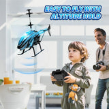 Dwi Dowellin RC Helicopter, Remote Control Helicopter Toy for Kids with 26 Mins Flight(2 Batteries), 8 Light Modes,Easy Control for Boys Girls Age 8-12(Blue)
