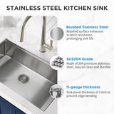 SANYCASA 30 Inch Undermount Kitchen Sink Superior Drain Kitchen Sinks 11 Gauge (3mm) Stainless Steel, Single Bowl Integrated Ledge Multifunctional Workstation Set -