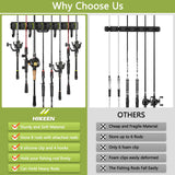 Vertical Fishing Rod Holders, Wall Mounted Fishing Rod Rack, Fishing Pole Holder Holds Up to 8 Rods or Combos, Fishing Rod Holders for Garage with 4 Hooks, Fits Most Rods of Diameter 3-24mm(2Pack)